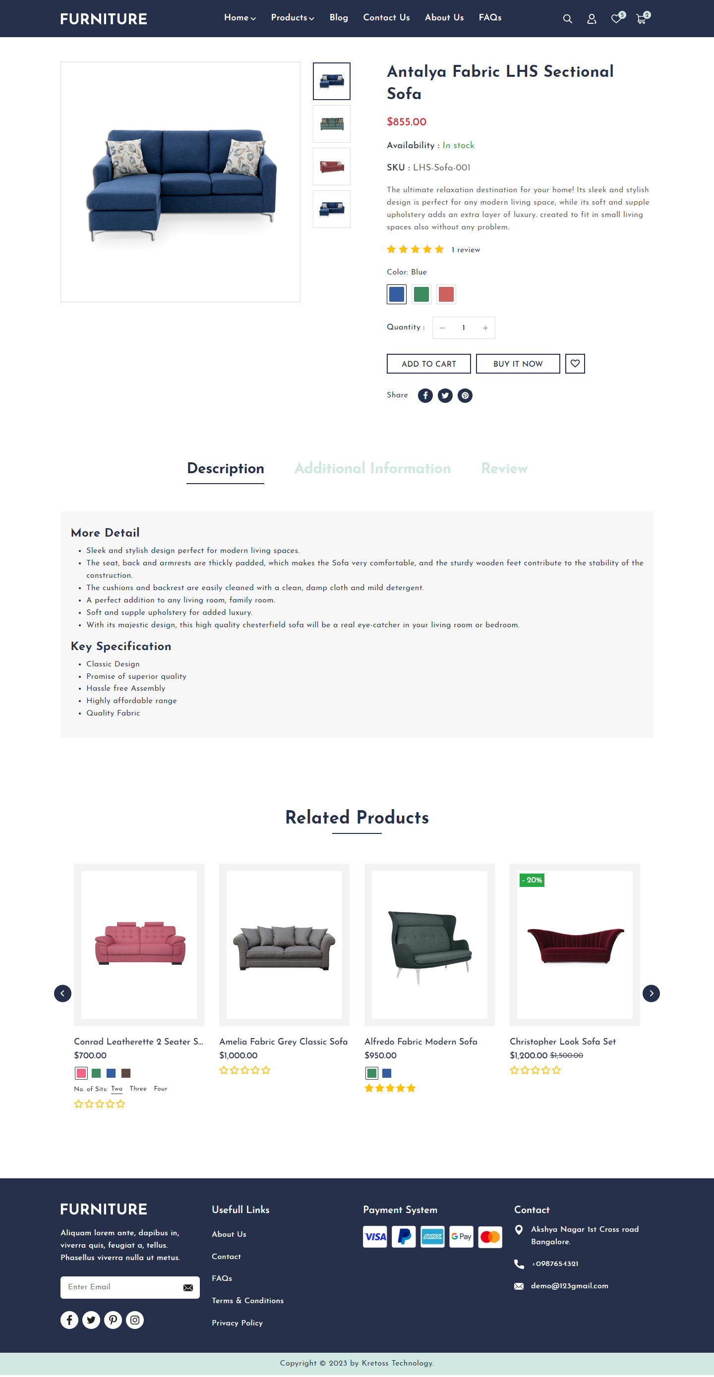 Kretoss Furniture Product Page - Right Thumbnail