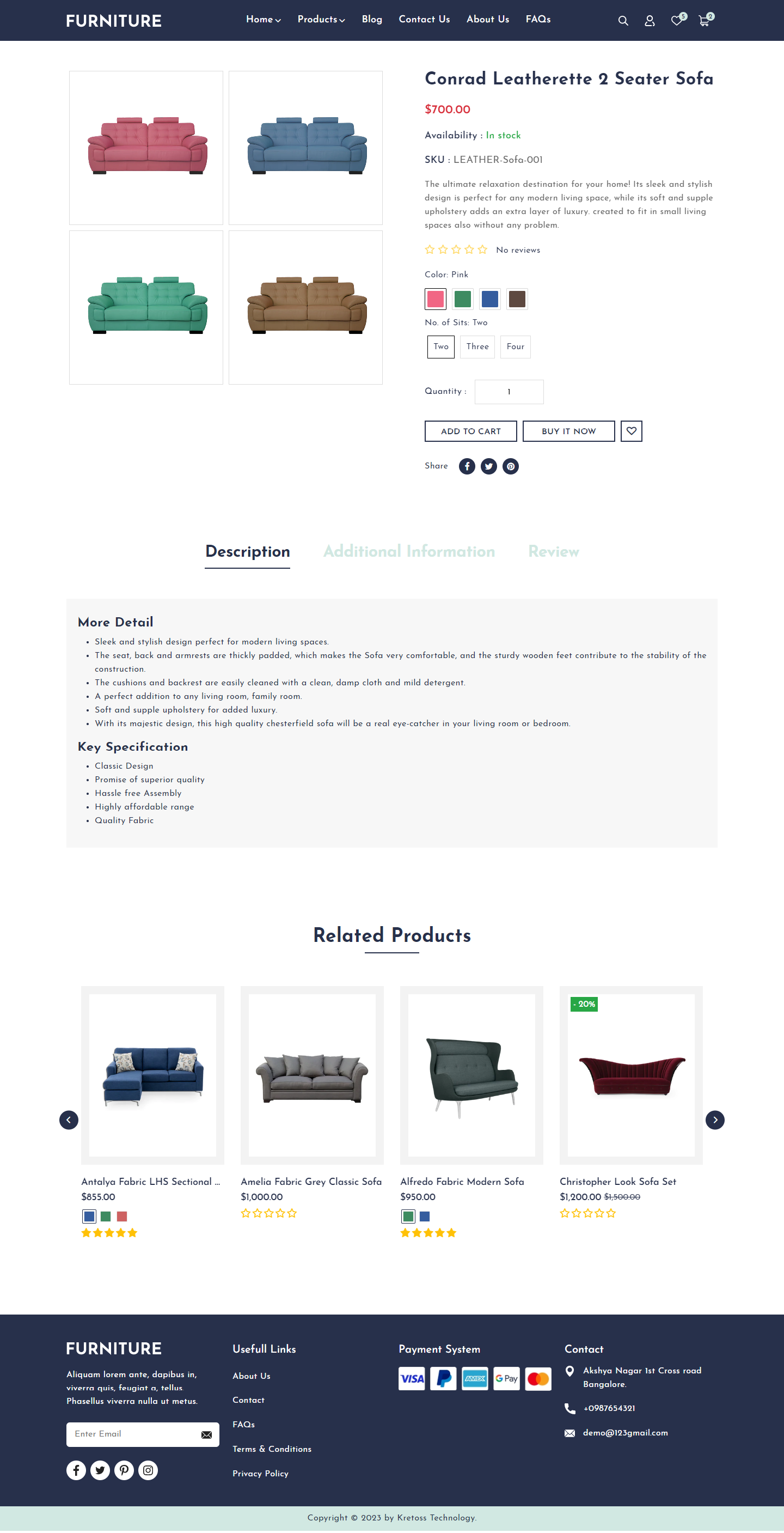 Kretoss Furniture Product Page - 2 Column-Grid Gallery